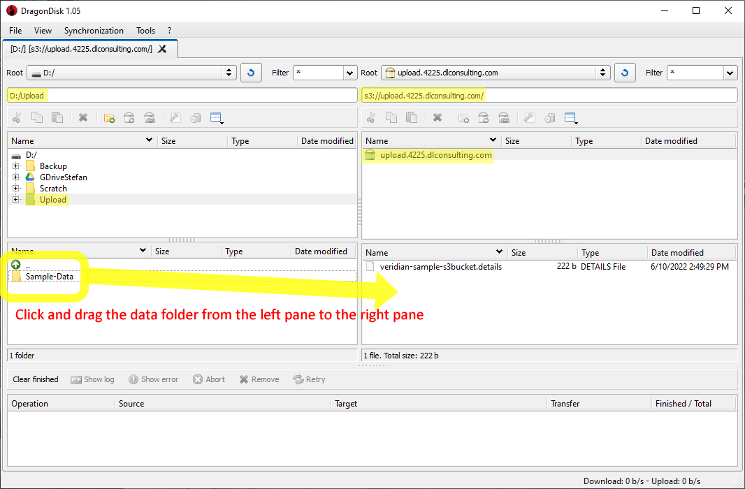 Upload Data to Veridian Using DragonDisk